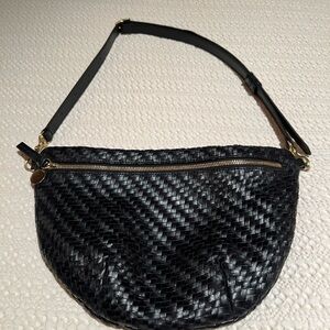 ClareV. Grande Fanny Black Woven Zig-Zag